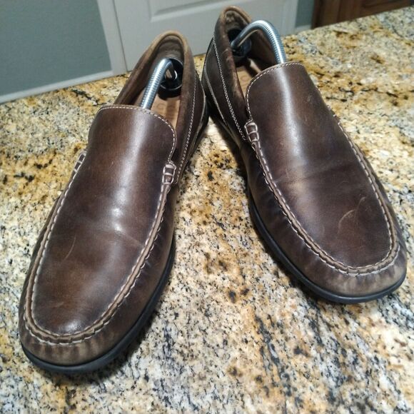 ECCO Classic Men's Brown Leather Moc Toe Slip On Casual Loafers Shoes Sz 11.5 US - Picture 3 of 13
